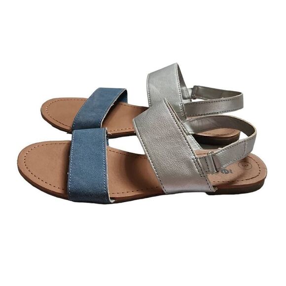 Zoe & Zac Girls Blue and Silver Strap Sandals - Size 3 - Picture 1 of 7
